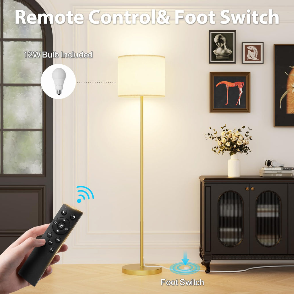 Dimmable Floor Lamps for LivingRoom with 12W LED Bulb,Foot Switch