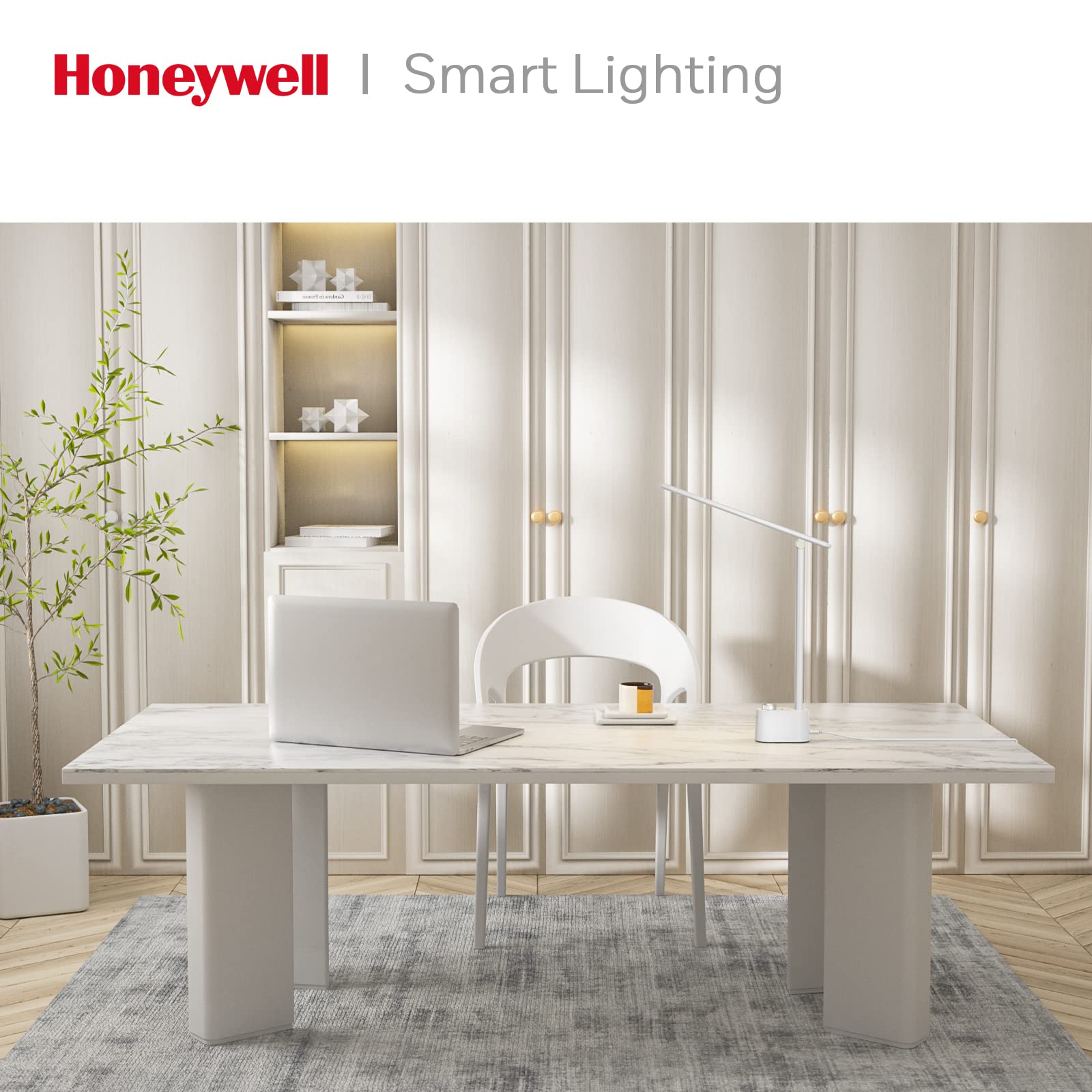 LED Desk Lamp with USB Charging Ports - HWT-H01 Stepless Dimmable Eye Caring Table Lamp for College Dorm Home Office, Foldable Small Bedside Lamp for Bedroom with Base White