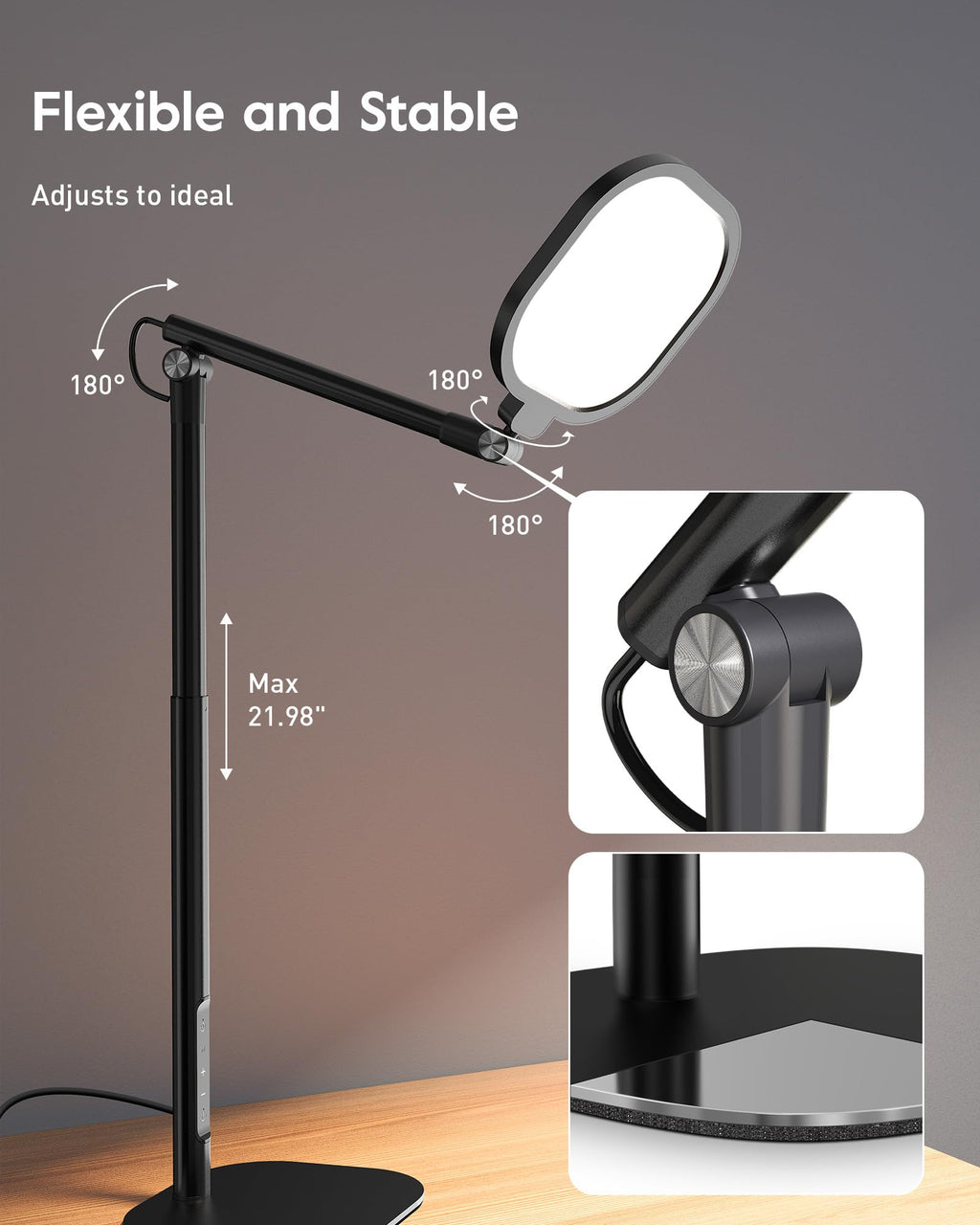 Tall LED Desk Lamps Home Office, Edge-Lit Eye-Care, 50 Light Modes