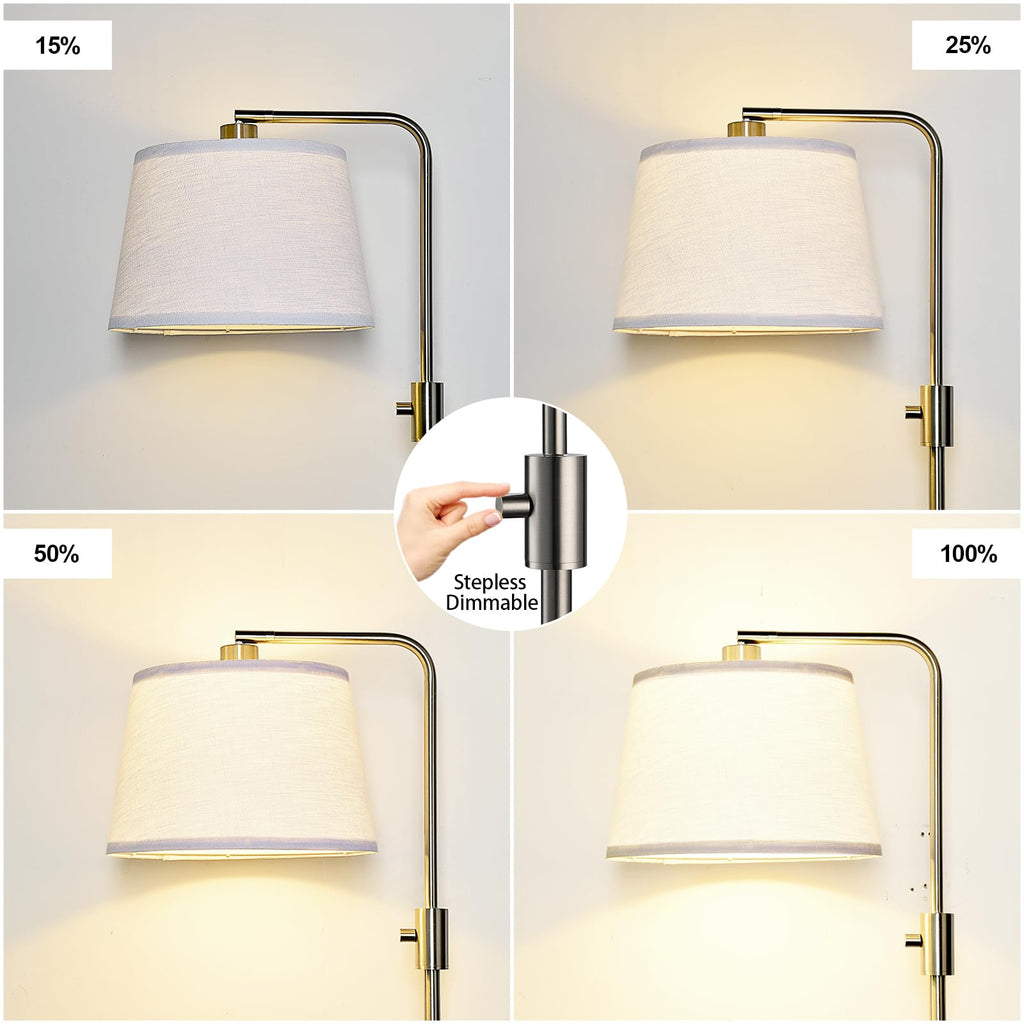 Floor Lamp, 1000 Lumens LED Edison Bulb Included, Brushed Nickel Arc Floor Lamps for Living Room Modern Standing Lamp Tall Lamps for Living Room Bedroom