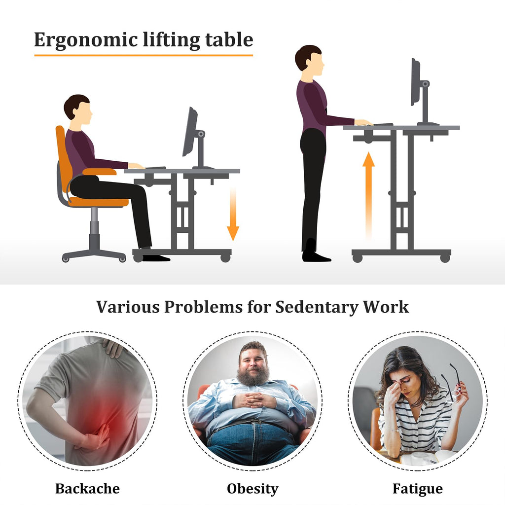 Small Standing Desk with Wheels, Mobile Stand Up Desk, Portable Standing Table on Wheels for Walking Pad, Rolling Computer Desk Adjustable Height, Tall Table