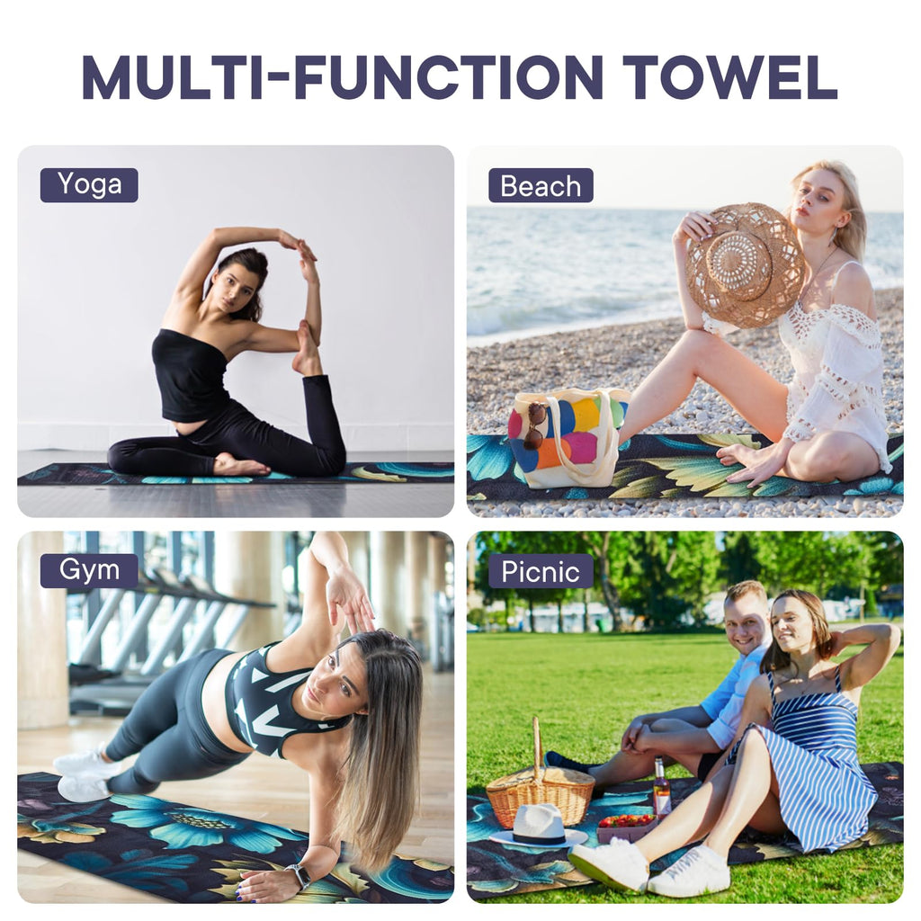 Yoga Towels, Non Slip Hot Yoga Mat Towel with Grip Dots,Super-Absorbent Soft Microfiber Yoga Blanket for Pilates, Fitness and Workout 72inch x 24inch