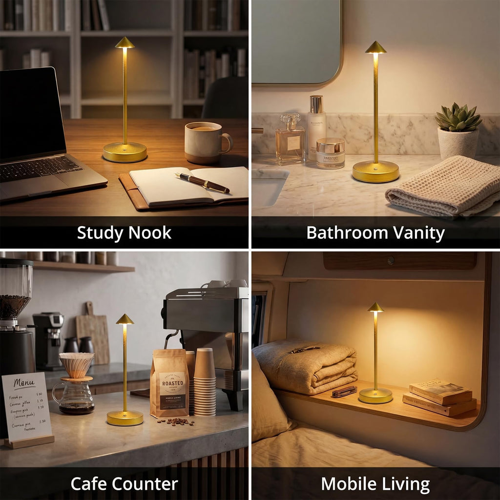 Cordless Table Lamps,Rechargeable Led Touch Bar Lamp,Portable Battery Operated Lamps,Dimmable Small Table Lamps,Minimalist Design,for Living Room/Restaurant/Couple Dinner/(Gold)