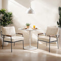 Mid-Century Modern Accent Armchairs Set of 2 for Office, Small Comfy Upholstered Leisure Reading Chairs with Wood Armrests for Office, Bedroom, Living Room, Waiting Room, Linen Beige