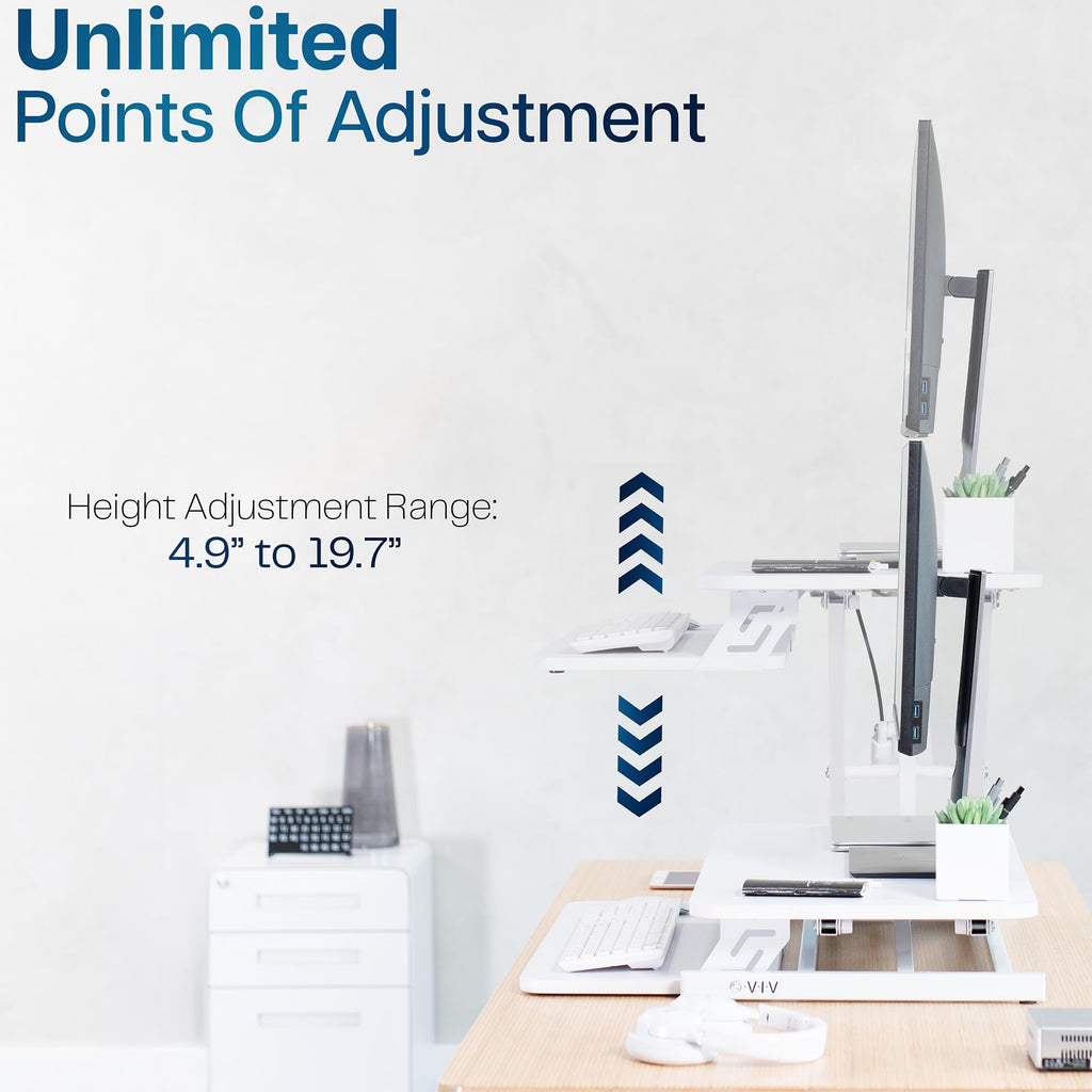White 32 inch Stand Up Desk Riser
