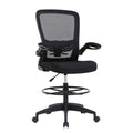 Drafting Chair Tall Office Chair Adjustable Height with Lumbar Support Flip Up Arms Footrest Mid Back Task Mesh Desk Chair Computer Chair Drafting Stool for Standing Desk