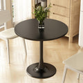 Kasinali Round Dining Table 30" Circle Tulip Table with Wood Thickened Tabletop & Sturdy Metal Pedestal Mid Century Modern Leisure Bistro Kitchen Tables 4 People Small Places Living Room Cafe,Black