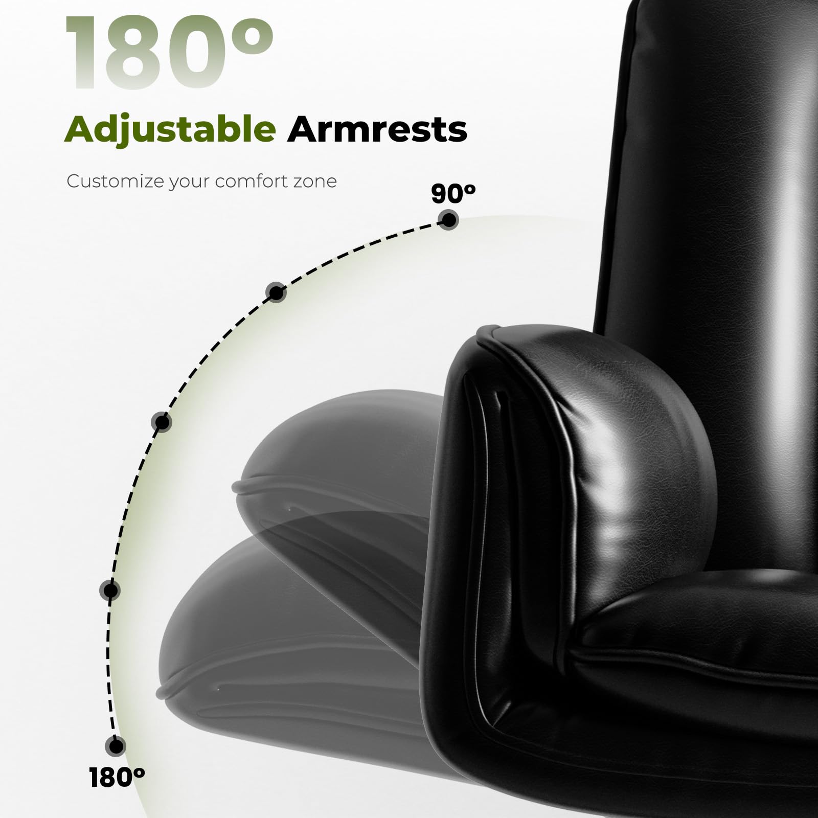 Criss Cross Office Chair with Armrests & Wheels, Comfy Big and Tall Chair, Ergonomic Executive Gaming Computer Chairs with Foot Rest, PU Leather Wide Seat Reclining Desk Chair, Black