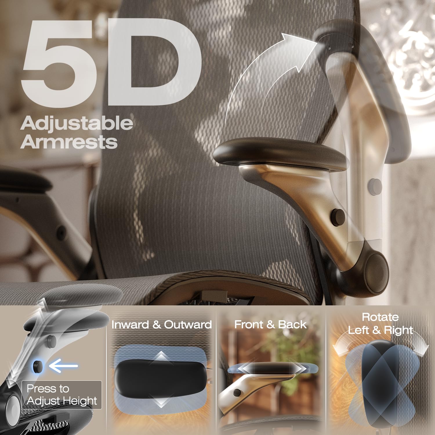 X100 Ergonomic Mesh Office Chair with Footrest, Big and Tall Hone Desk Chair with 5D Flip-Up Arms, Adjustable 3D Lumbar Support,Gaming & Executive Computer Chairs
