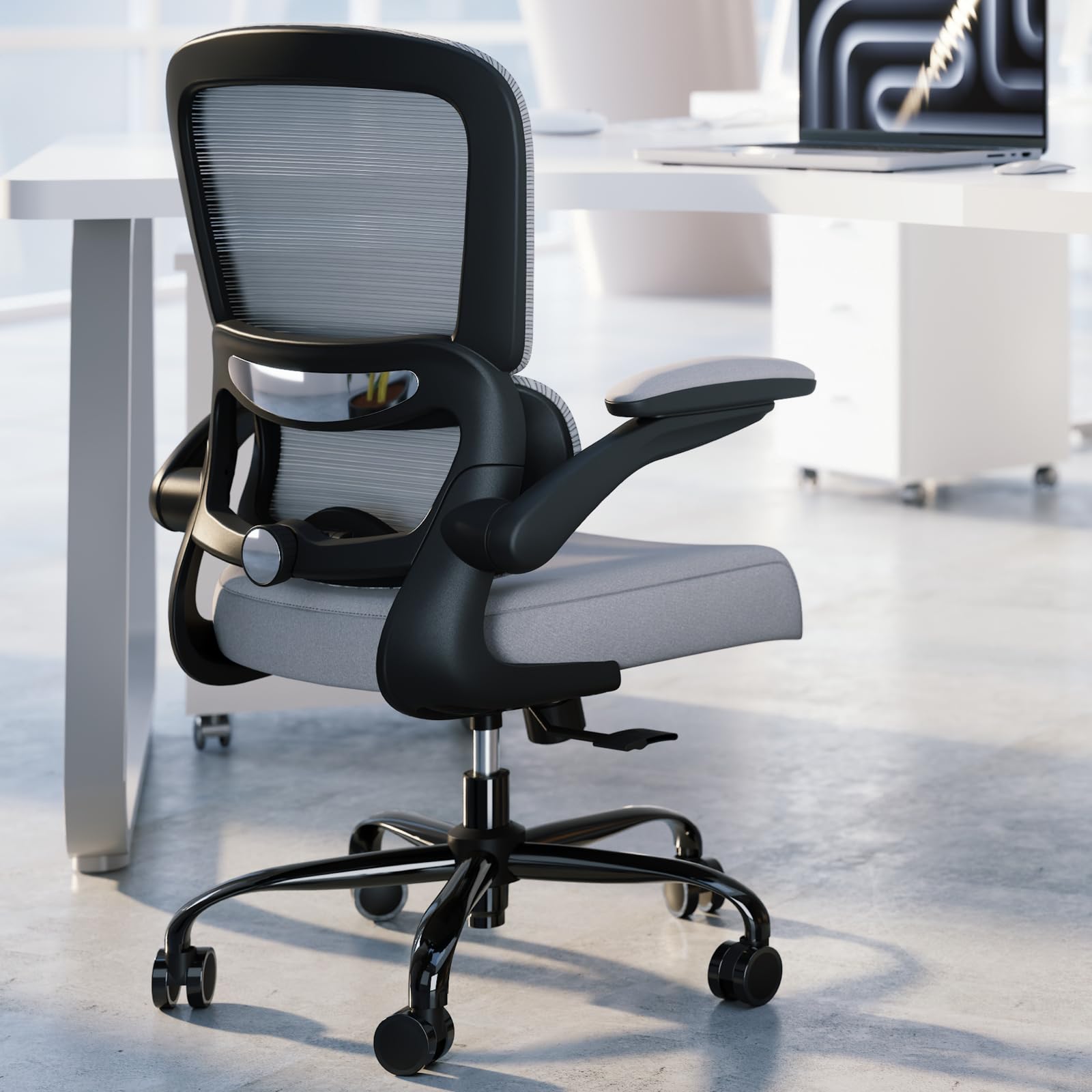 Office Chair - Ergonomic Desk Chair with Adjustable Lumbar Support, Mesh Computer Chair, Executive Chair for Home Office Comfortable Lumbar Support (Fog Gray)