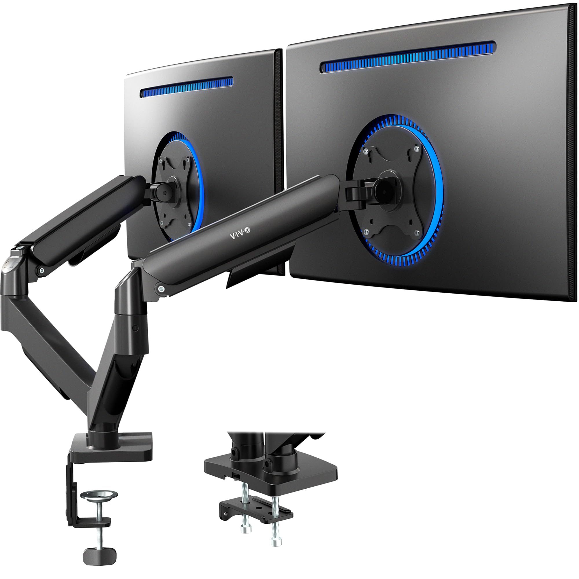 Dual Monitor Stand, Fully Adjustable Arms for 17 to 32 inch Screens, Mechanical Articulating Desk Mount, Gaming and Office Setups, VESA 75x75, 100x100, Max 19.8 lbs, Classic, Black, STAND-V002O