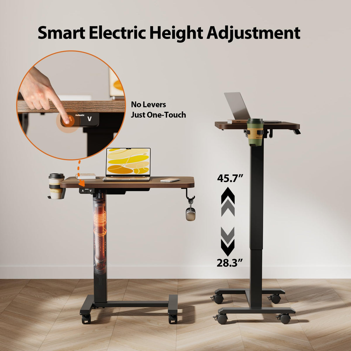 26*16 Inch Height Adjustable Electric Standing Desk, Dark Walnut