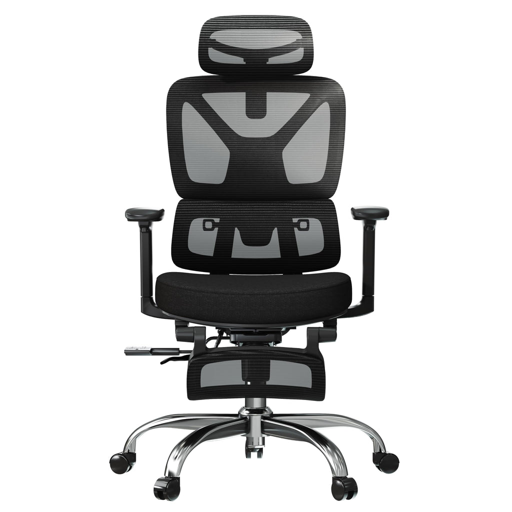 FitStand Ergonomic Office Chair High Back Computer Chairs Desk Chair with 2D Lumbar Support/Footrest/3D Headrest/Heavy Duty Metal Base, Comfortable Foam Seat Cushion, ErgoChair Ultra, Black