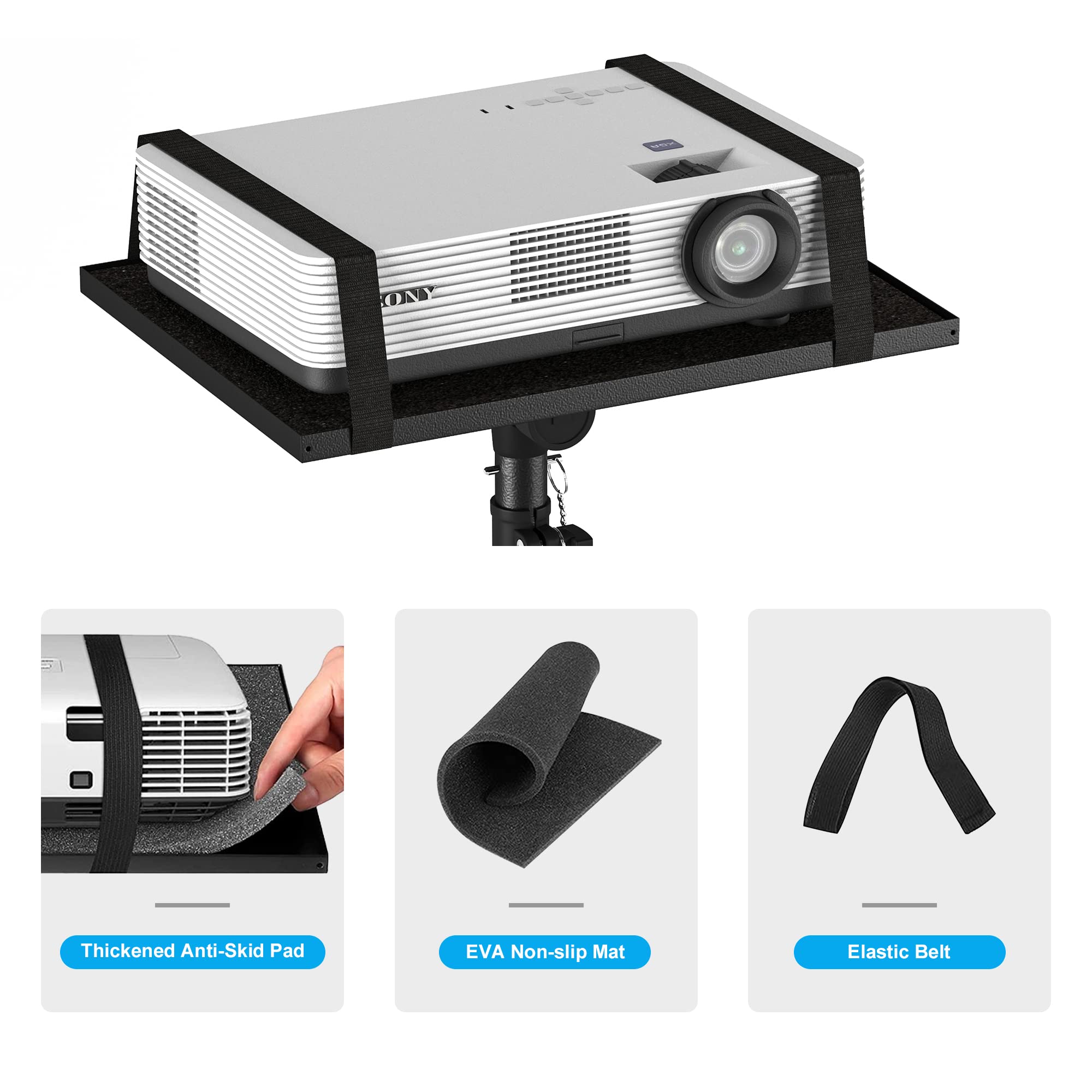 Projector Stand Tripod Adjustable, Laptop Height from 23.5 to 46.5 inches with Gooseneck Phone Holder, Floor for Office, Home, Stage, Studio, DJ Racks Holder Mount, 23.5inch-46.5inch