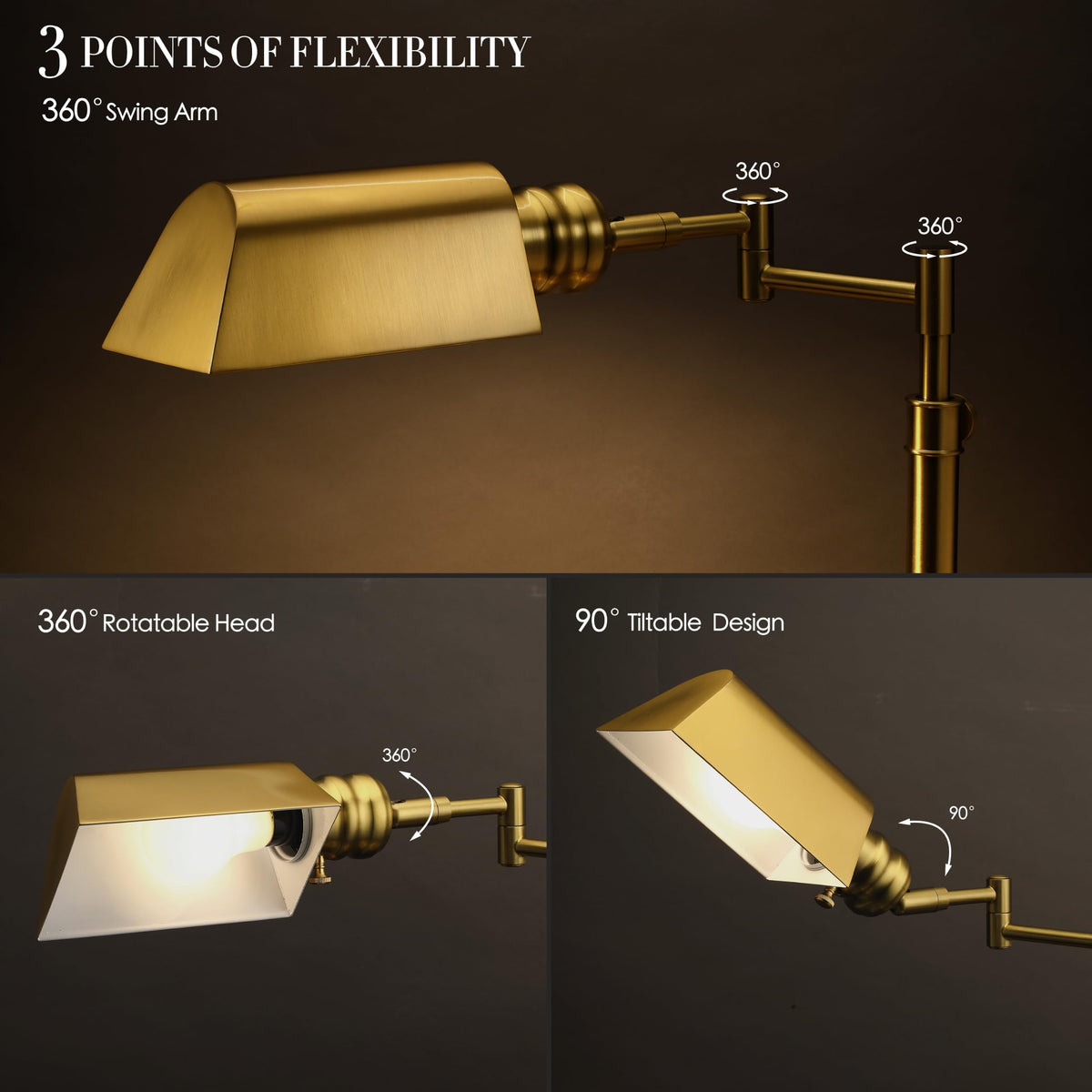 Arcadia Pharmacy Desk Lamp, Antique Brass