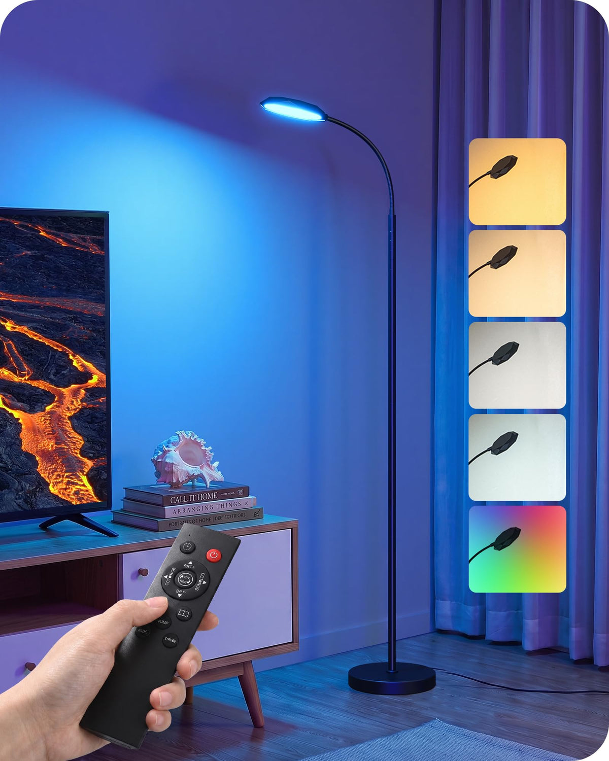 18W LED Floor Lamp for Living Room, Diamond-Surface, Black