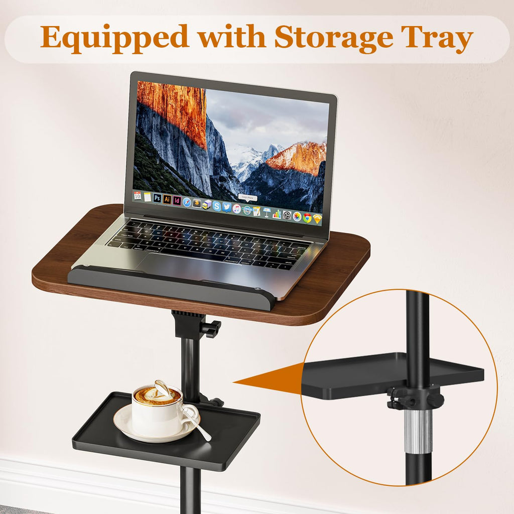 Lectern Podium Stand with Storage Tray, Height Adjustable Lectern Stand Mobile Podium, Portable Floor Standing Podium Lectern for Church, Weddings, Classroom, Speech