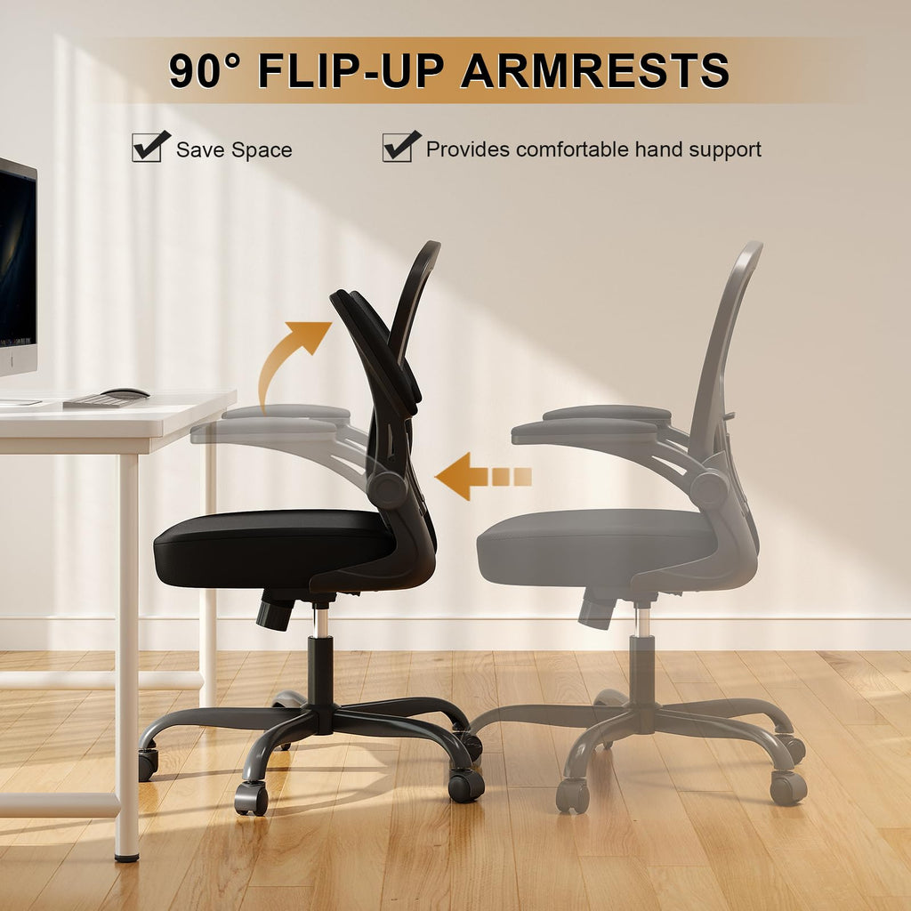 Pack of 2, Office Chair, Ergonomic Desk Chairs 330LBS Capacity High Back Mesh Computer Chair with Flip-up Armrests, Comfy Work Chair with Adjustable Lumbar Support