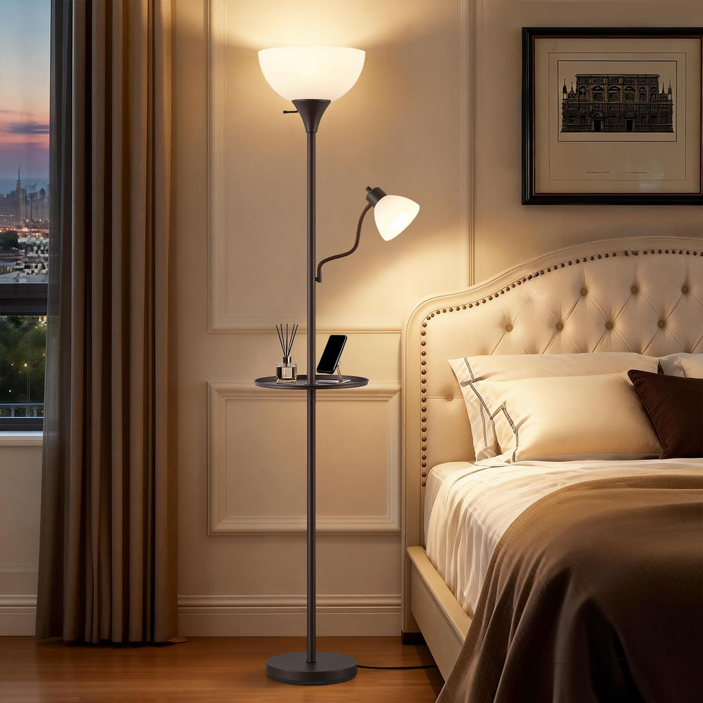 72" Floor Lamp with Table, Adjustable Reading Lights, Torchiere Floor Lamps