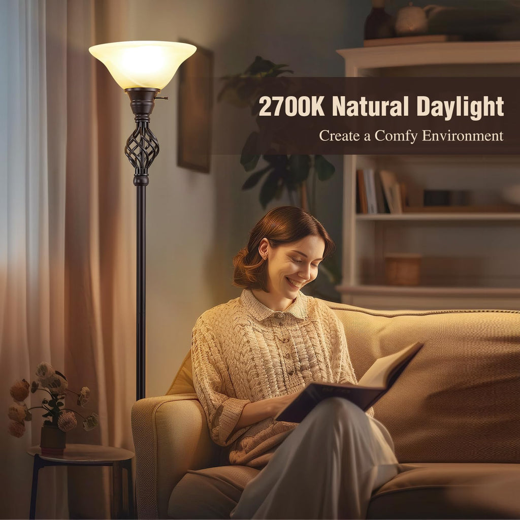Torchiere Floor Lamp for Living Room, LED Standing Reading Light
