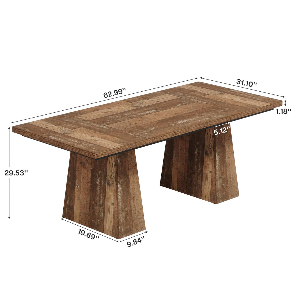 63-Inch Executive Desk, Large Office Computer Desk with Double Pedestal, Modern Simple Workstations Writing Table Conference Table Business Furniture for Home Office, Espresso Brown
