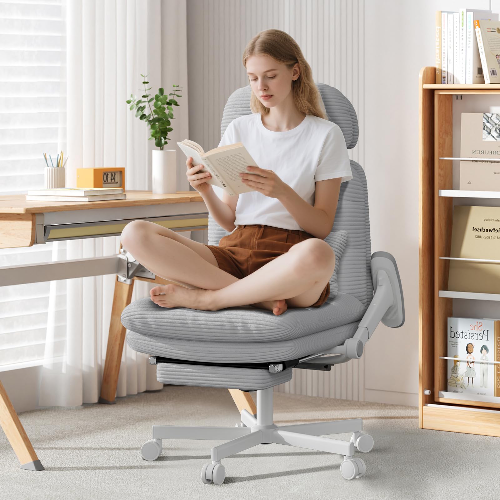 Criss Cross Legged Office Chair with Flip-up Arms, Footrest, G800 Plus