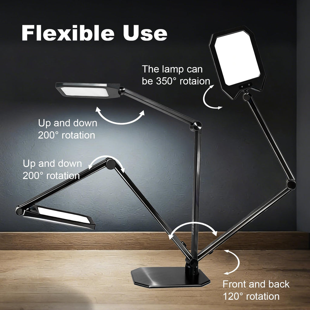 Pro LED Desk Lamp with Remote, Eye-Caring CRI95+ Dimmable Light, 3000K–6000K Adjustable Color Temperature, Flexible Clamp or Base Mount, Memory Function Desk Lamp for Office, Study & Zoom Meetings