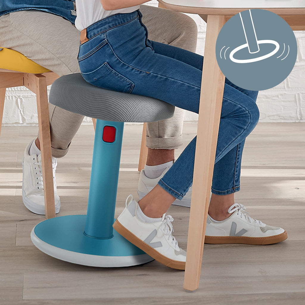 Sit Stand Stool, Ergonomic Height Adjustable 46cm to 79cm Wobble Stool, Round Swivel Office Desk Chair/Stool, Ergo Cosy Range, Calm Blue