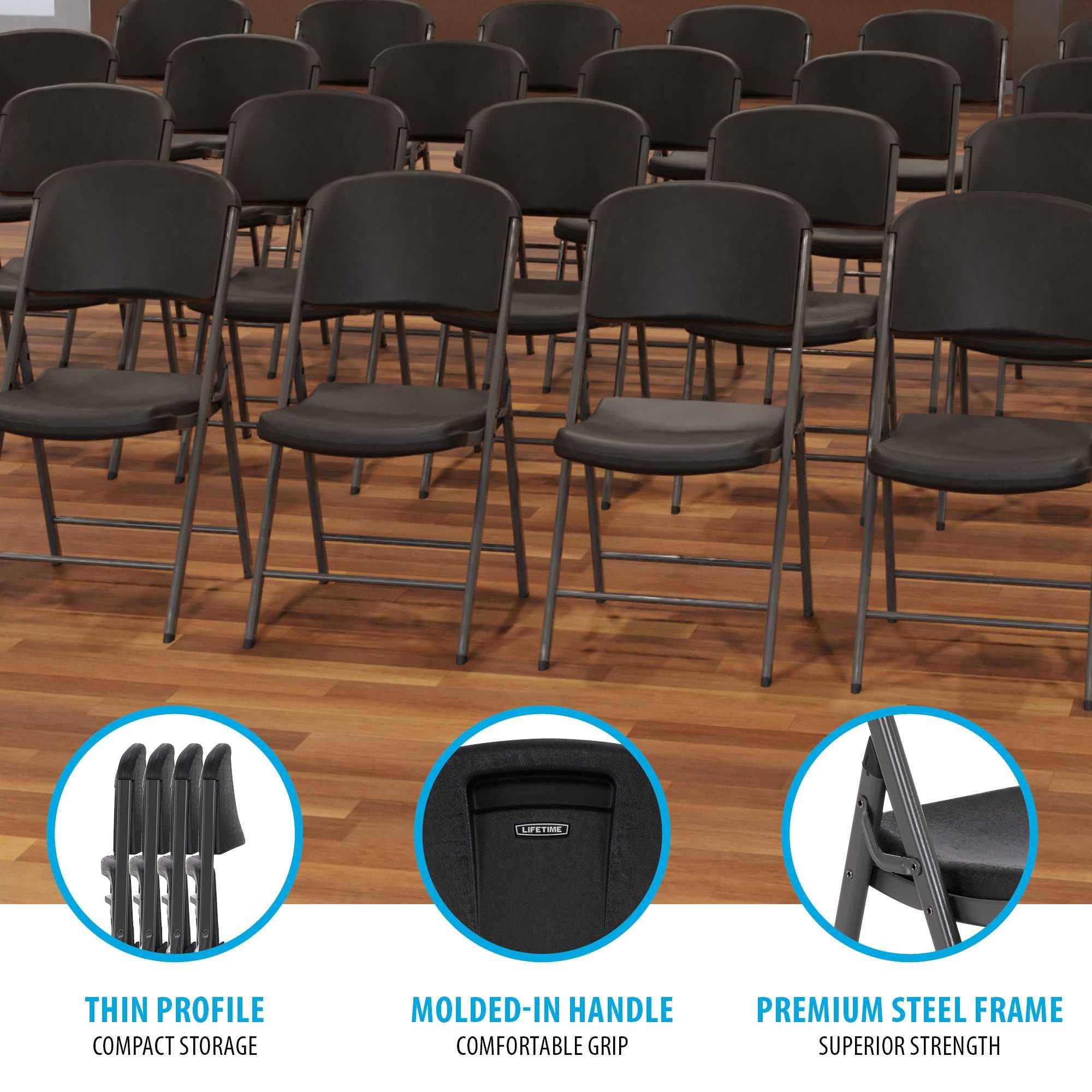 4 Pack, Commercial Grade Folding Chair,  Black