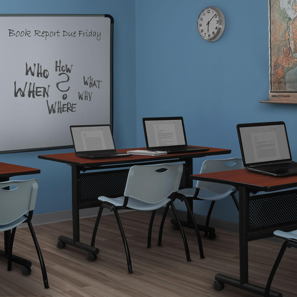 Kobe 60 x 24 in. Flip-Top Training Nesting Table with Modesty Panel- Cherry