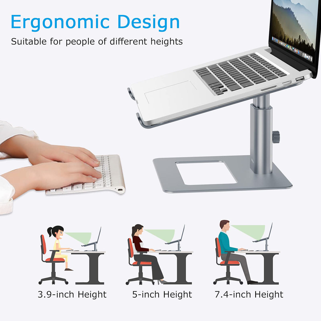 Laptop Stand, Ergonomic Aluminum Height Adjustable Computer Stand Laptop Holder for Desk, Compatible with MacBook Pro/Air, Dell, Lenovo, HP, Samsung, More Laptops 11-17"