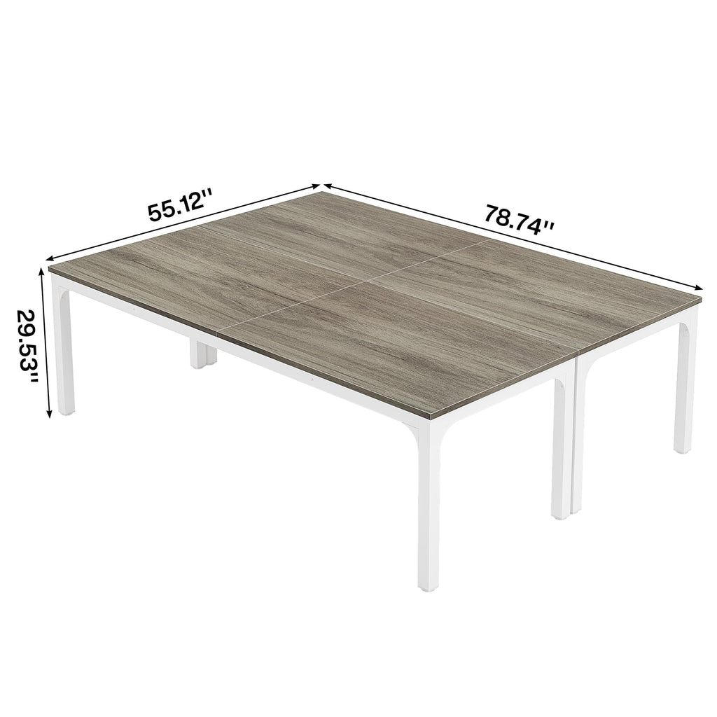 6.5 FT Conference Room Table, 78.74" W x 27.56" D Large Office Conference Table, Modern Seminar Meeting Table Desk for Boardroom, Meeting Room (2, Gray)