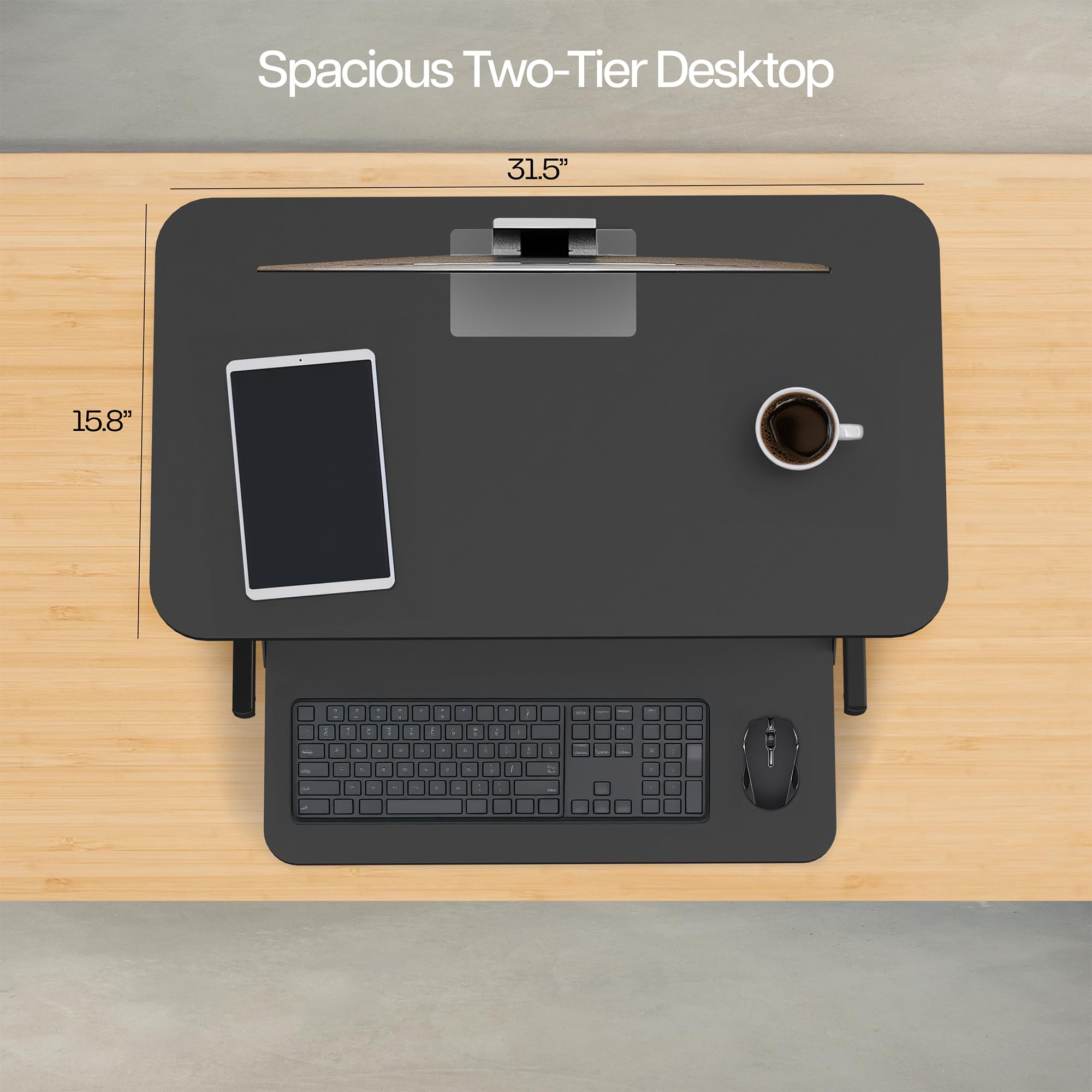 Black 32 inch Stand Up Desk Riser