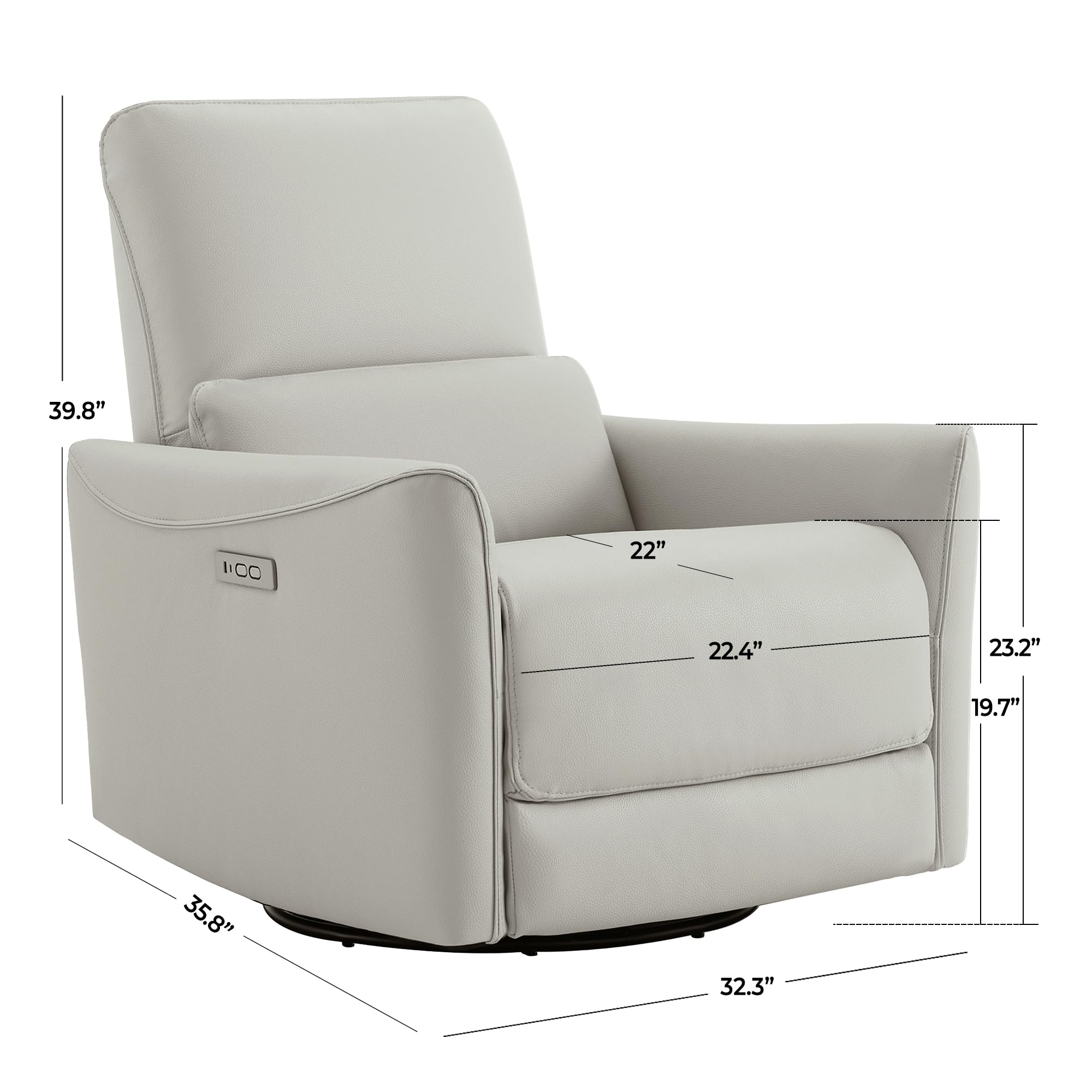 Power Recliner Chair Swivel Glider, FSC Certified Upholstered Faux Leather Living Room Nursery Reclining Sofa Chair with Lumbar Support, Cream