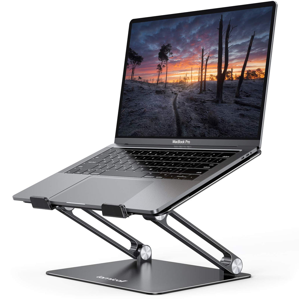 Adjustable Laptop Stand, Portable Laptop Riser, Aluminum Laptop Stand for Desk Foldable, Ergonomic Computer Notebook Stand Holder for MacBook Air Pro, Dell XPS, HP (10-17.3'') - Black