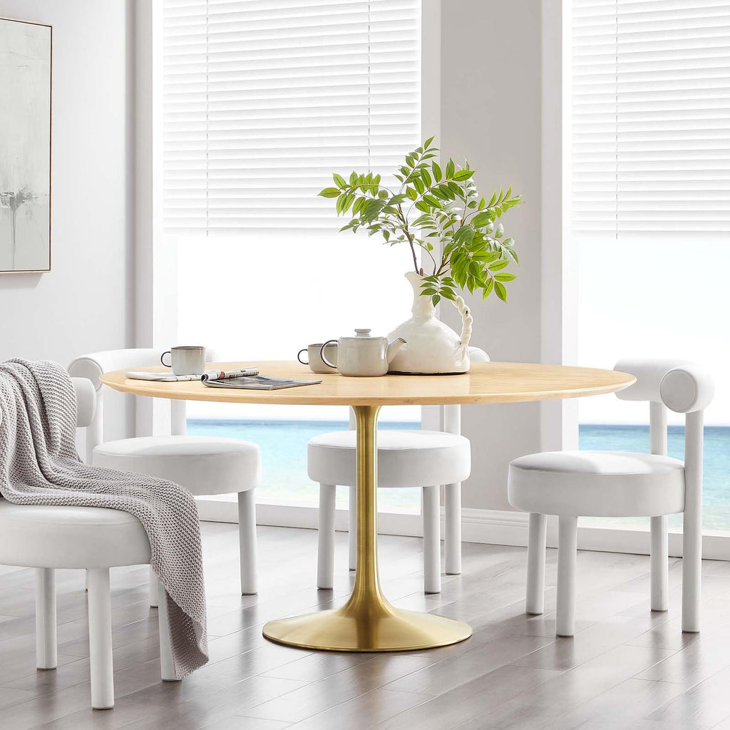 Modway Lippa Dining Table, 60", Gold Natural