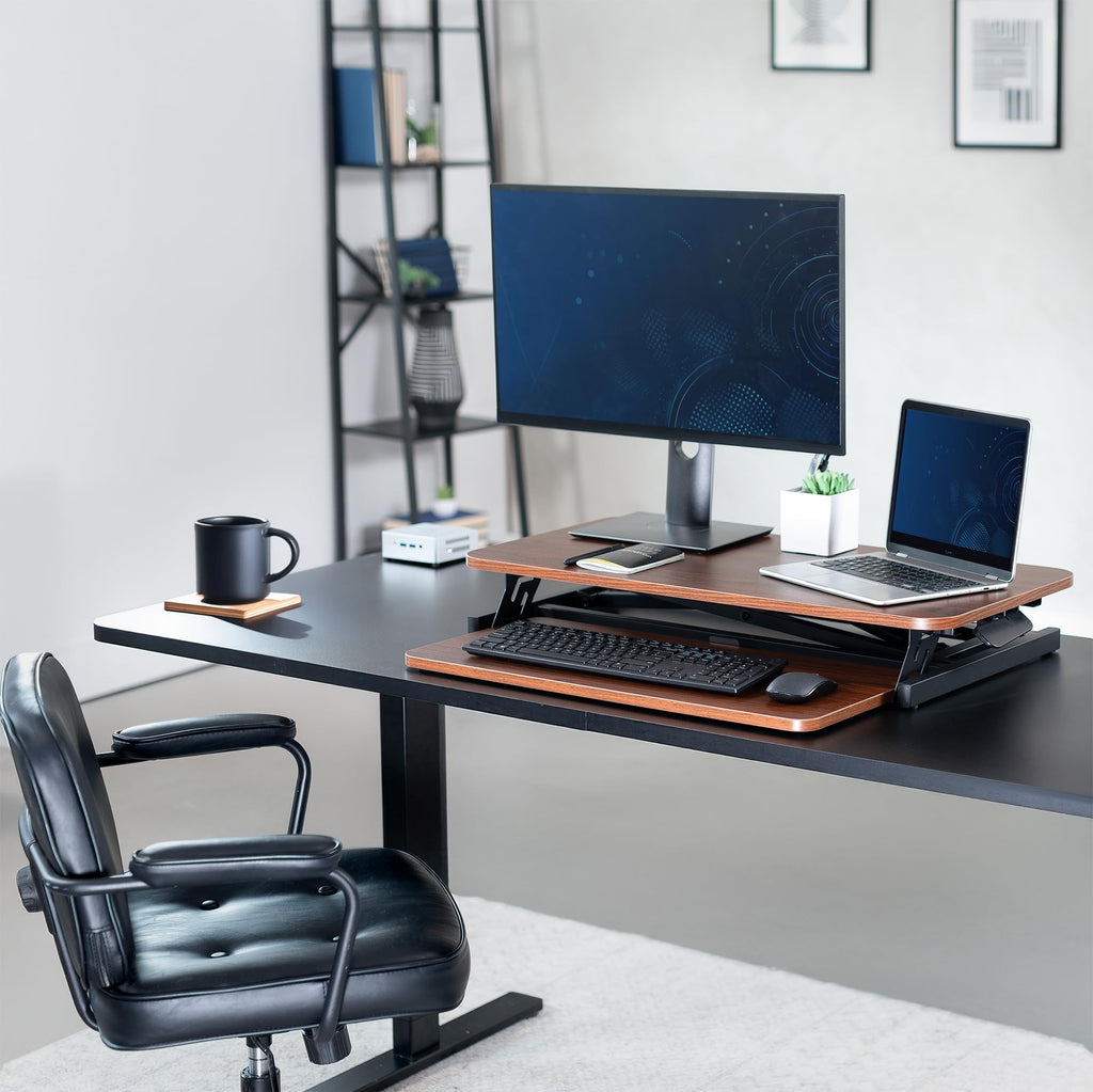 Dark Walnut 32 inch Stand Up Desk Riser