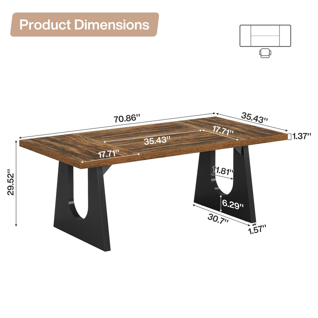 70.86" Rectangular Conference Table for 6-8 (Dark Brown)
