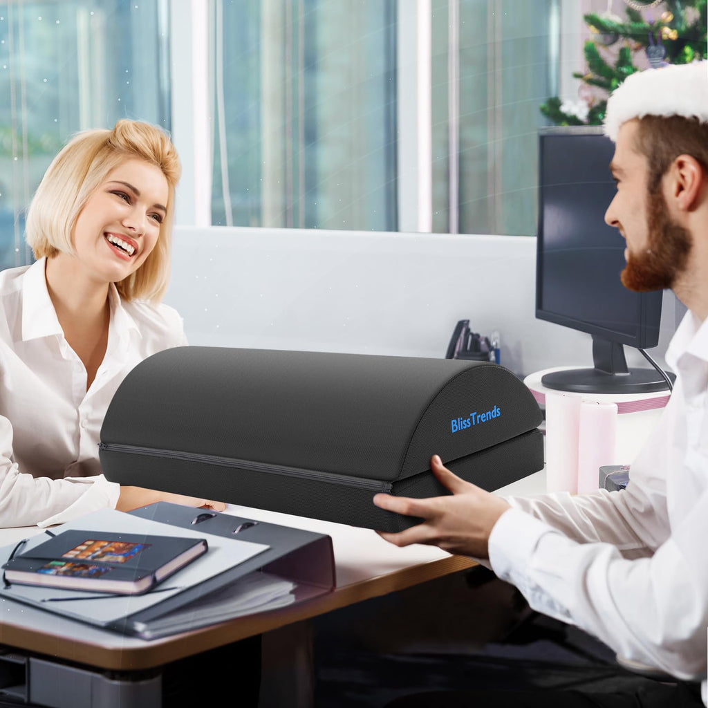 Foot Rest for Under Desk at Work-Versatile Foot Stool with Washable Cover-Comfortable Footrest with 2 Adjustable Heights for Car,Home and Office to Relieve Back,Lumbar,Knee Pain-Gray Long