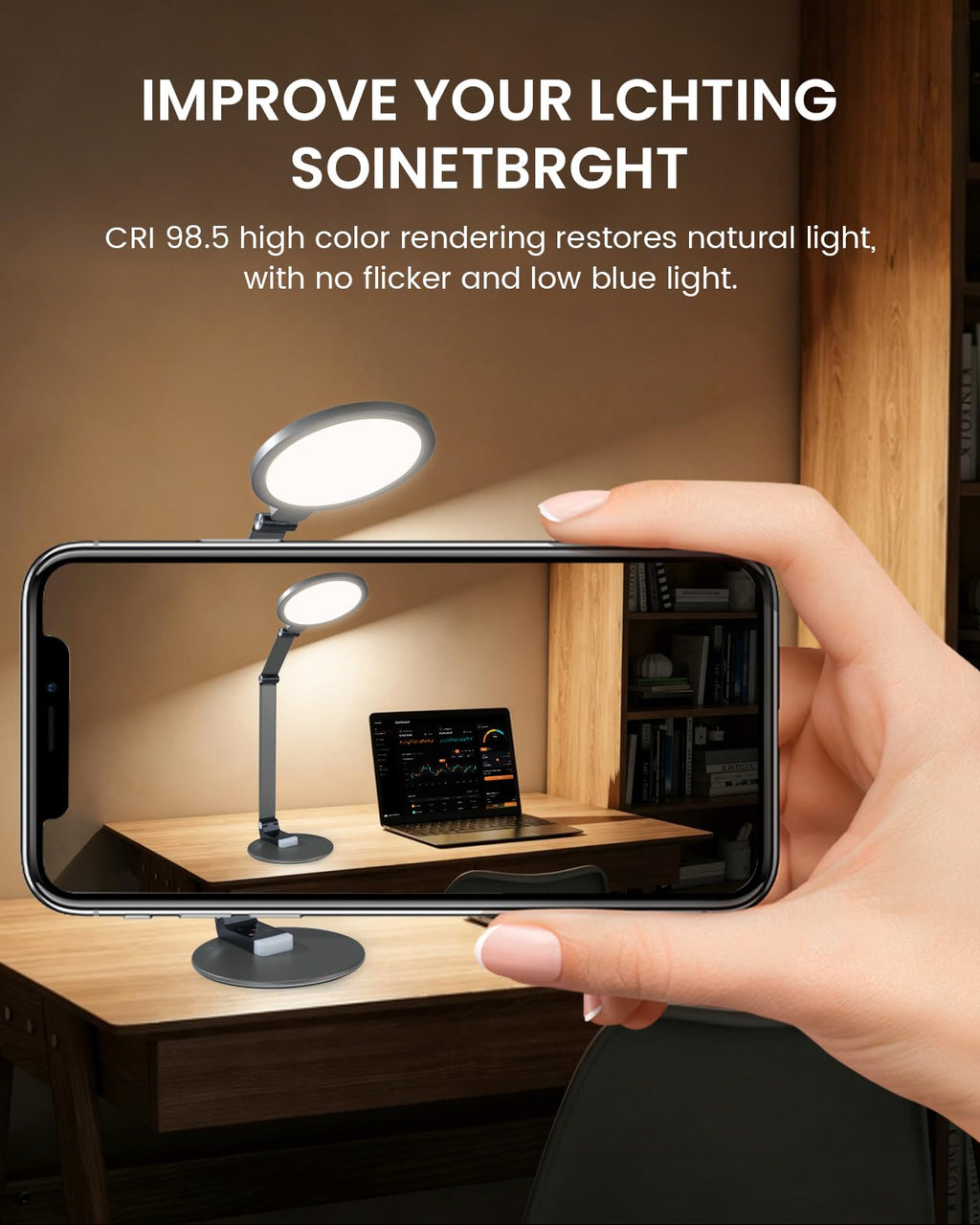 Desk Lamp for Home Office, Eye-Caring Diffused Table Lamp