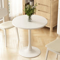 Kasinali Round Dining Table 27.5" Circle Tulip Table with Wood Thickened Tabletop & Sturdy Metal Pedestal Mid Century Modern Leisure Bistro Kitchen Tables 4 People Small Places Living Room Cafe,White