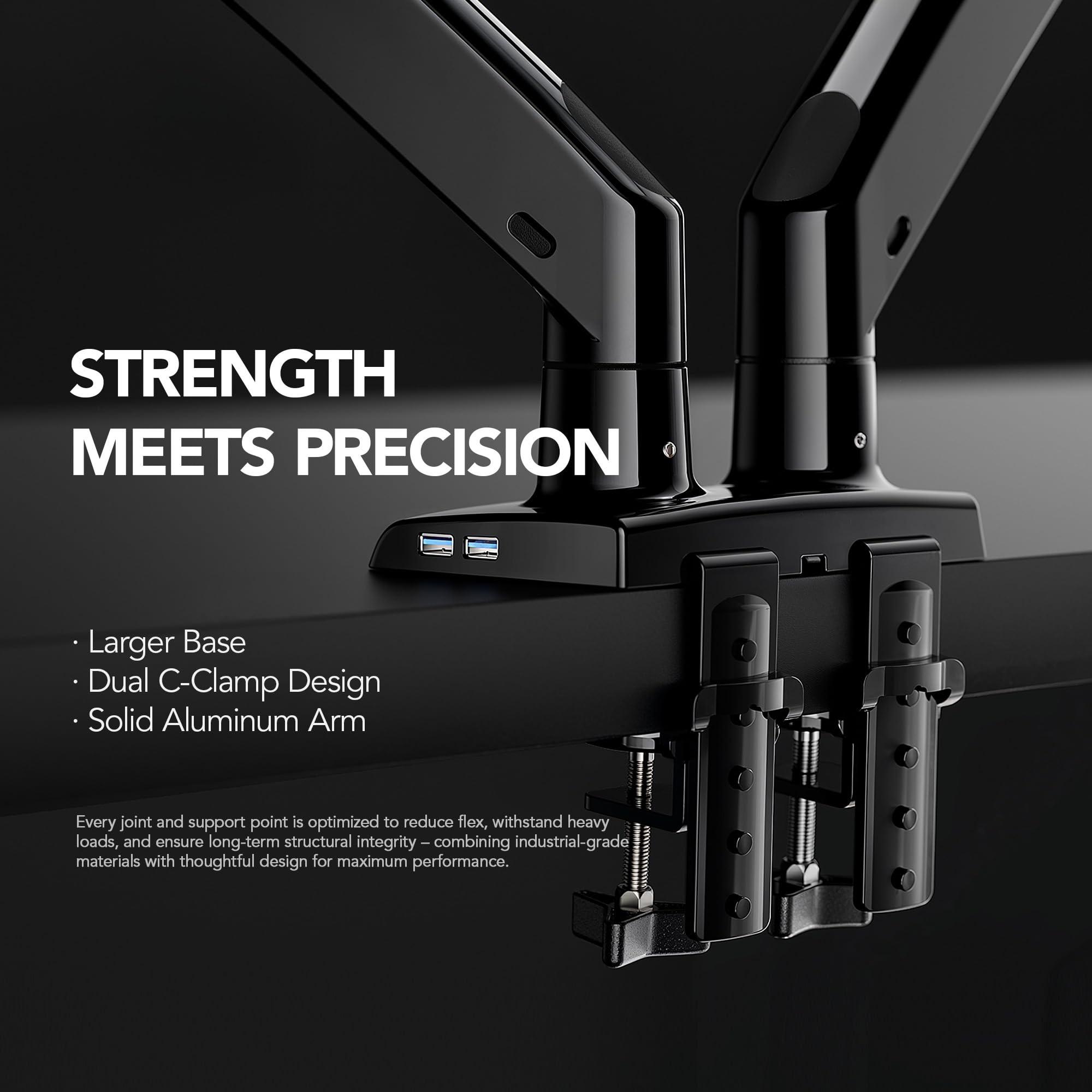 Dual Monitor Stand for 13″–40″, Premium Dual Monitor Mount with USB, Height Adjustable Monitor Stand for 2 Monitors, VESA Mount with Clamp/Grommet Base, Holds 26.4lbs per Arm, HNDS7