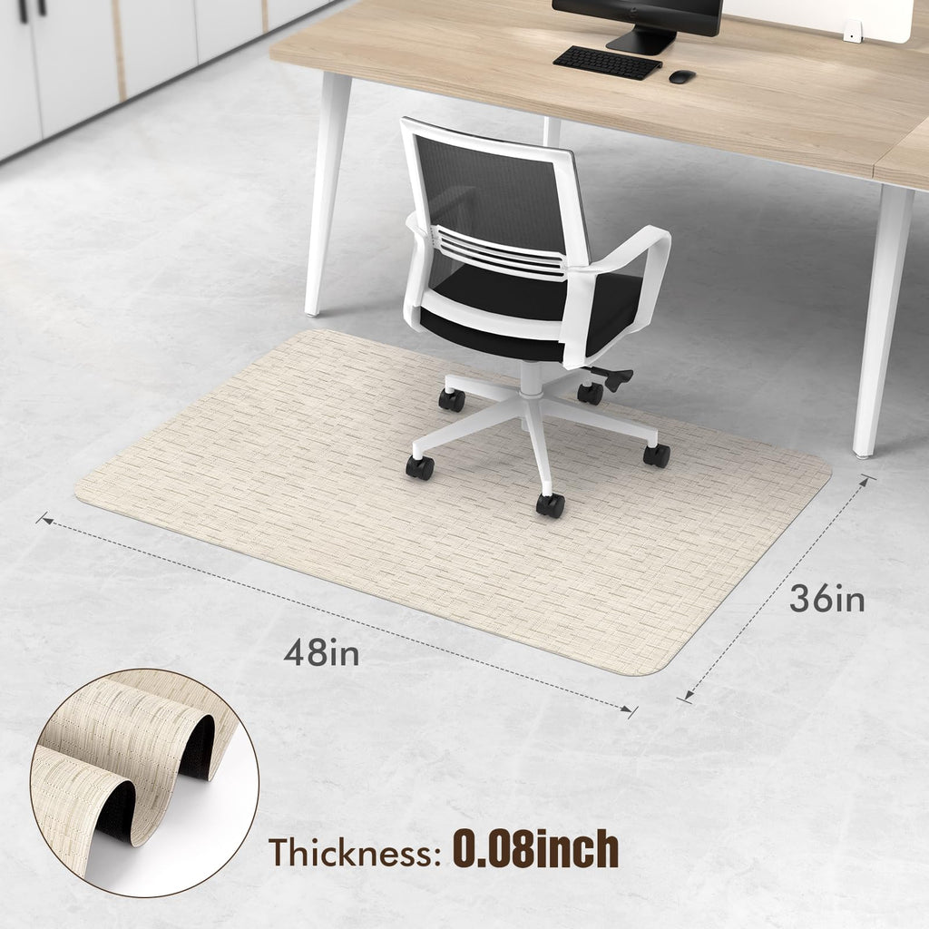 Office Chair Mat for Hardwood Floor, 36" x 48" Desk Chair Mat for Hard Wood and Tile Floor, Large Anti-Slip Hard Floor Protector Rolling Chair Mat, PVC Mat Desk Rug for Office, Light Brown
