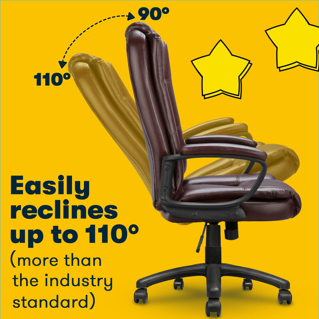 Leather Office Desk Chair,Ergonomic Office Chair with Lumbar Support,Computer Chair,Executive Leather Chair with Padded Flip-up Arm,Adjustable Armrests, Black,275LBS