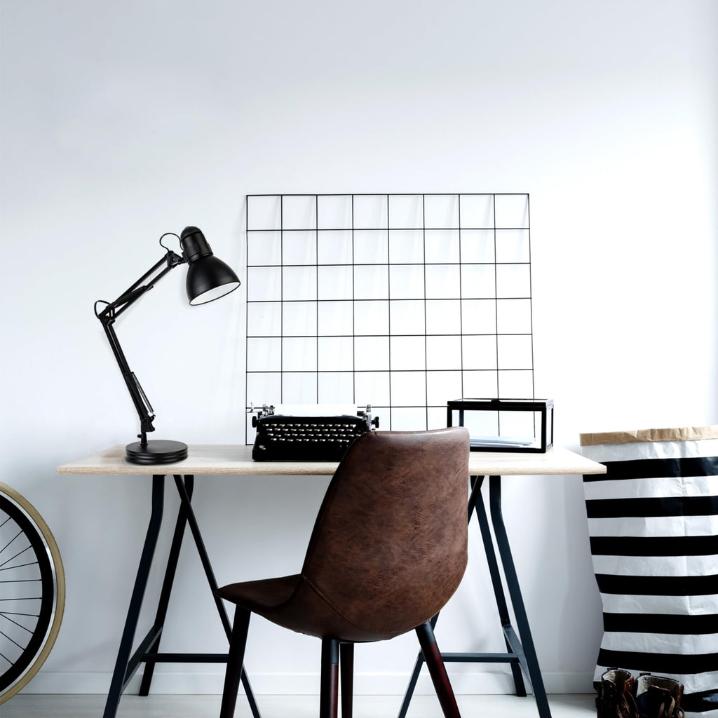 28" Heavy Base Top Moving Spring Balanced Swing Arm Desk Lamp, Black, On/Off Rotary Switch on Shade, Office Decor, Reading Light, Home Essentials, Room Lighting