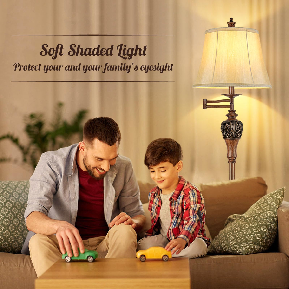 Vintage Floor Lamp for Living Room, Traditional Tall Standing Lamp