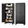 Black Metal Storage Cabinet,75" Steel Cabinets for Home Office