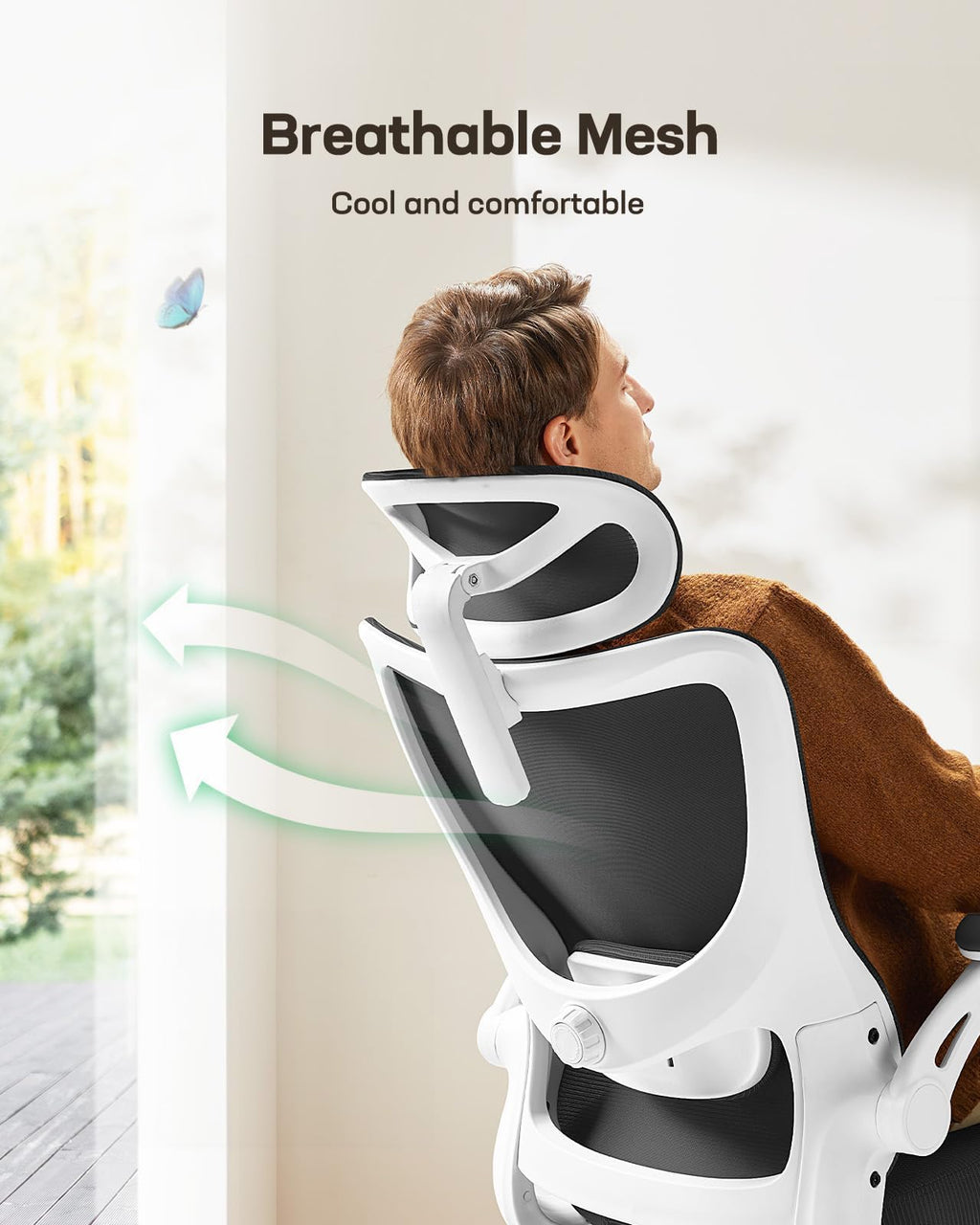 Ergonomic Office Chair: Office Desk Chair with High Back Mesh and Adjustable Lumbar Support Rolling Work Swivel Task Chairs with Wheel 3D Armrests and Headrest