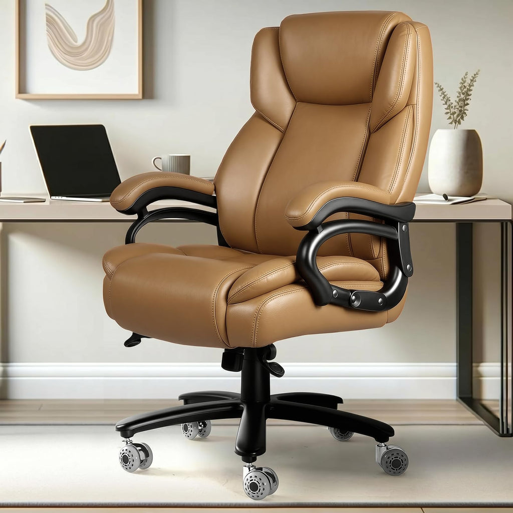 Indulgear 500lbs Big and Tall Office Chair for Heavy People,Heavy Duty Comfy Office Chair,High Back Executive Computer Chair with Lumbar Support, Rubber Wheel