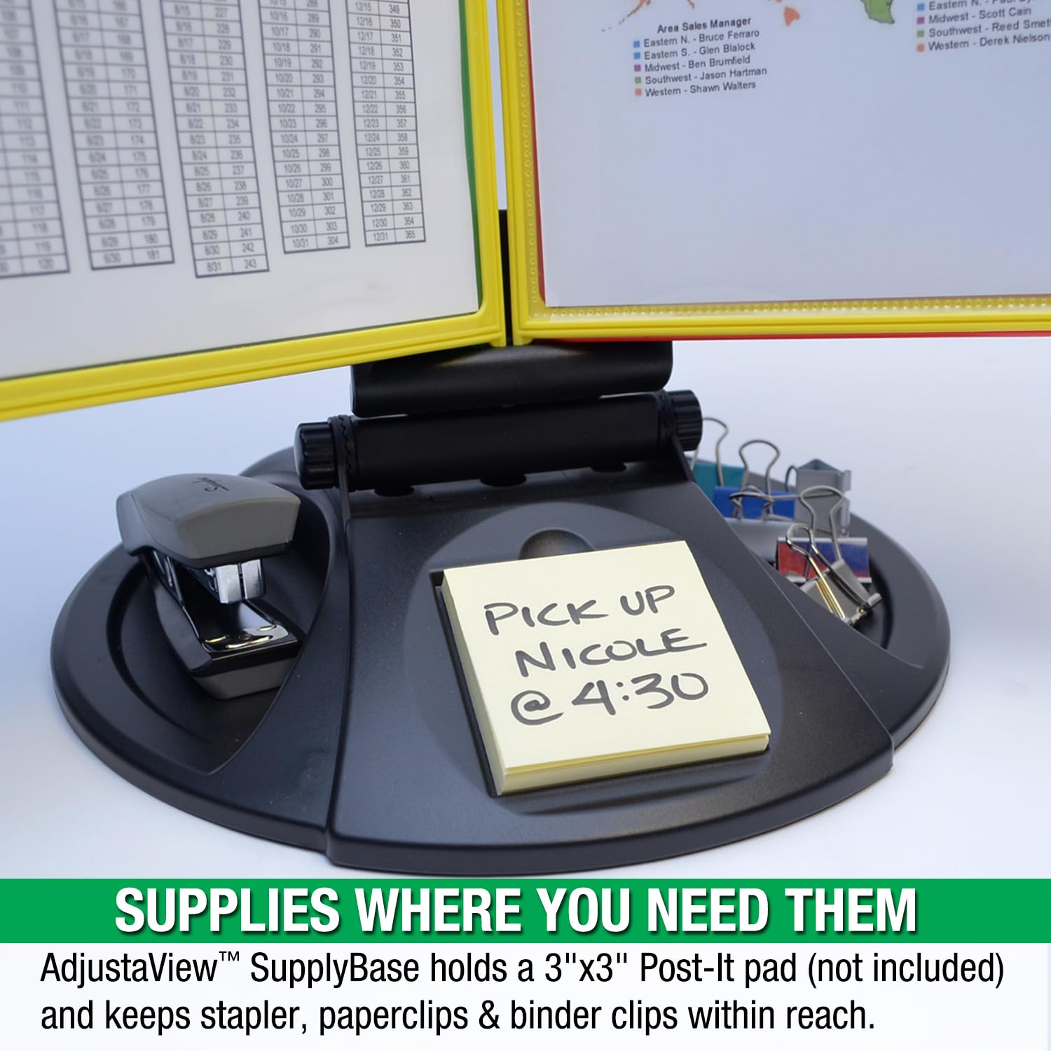 Adjustable View 10-Pocket Desk Reference Organizer with Supplies Storage Base and EZ-LOAD Pockets to Hold 20 Sheets of Paper, Includes Fast Find Indexing Tabs (Colored Pockets)
